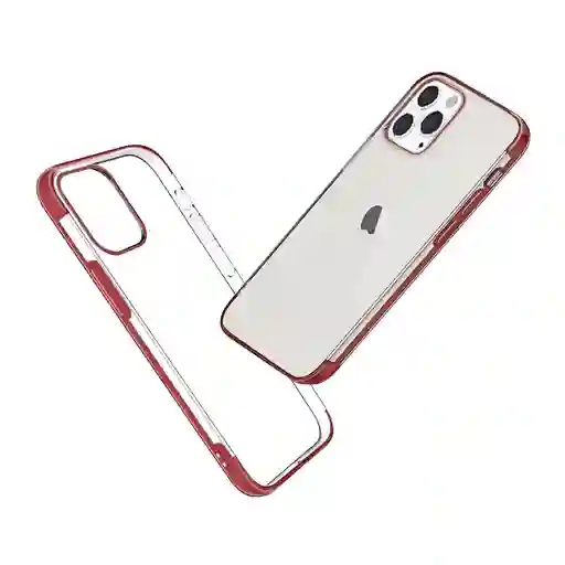 Estuche / Forro Para Iphone 12 - 12 Pro 6.1 Pulgadas Transparente / Rojo