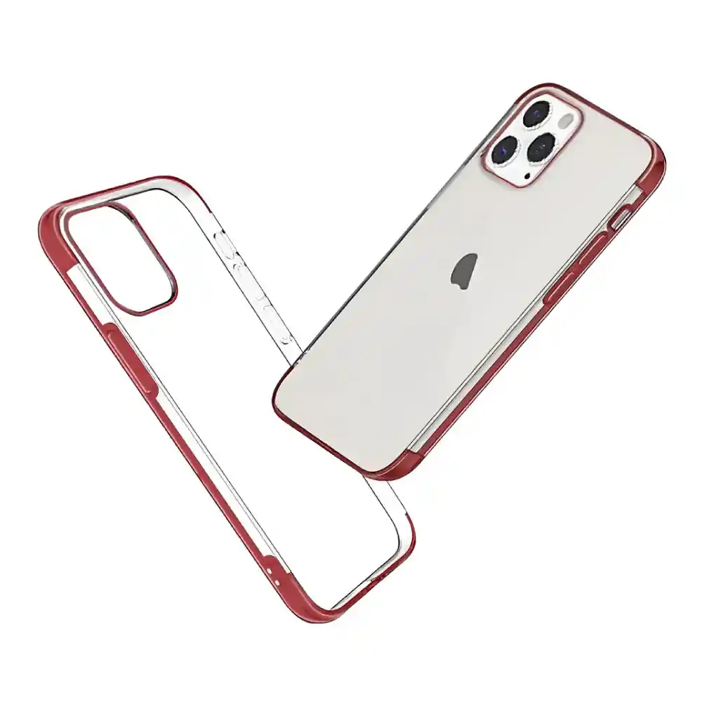 Estuche / Forro Para Iphone 12 Pro Max 6.7 Pulgadas Transparente / Rojo