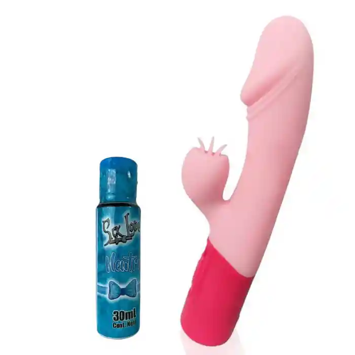 Lubricante Íntimo Neutro 30 Ml + Vibrador Consolador Doble Estimulacion Punto G Y Clitoris Snake Simulacion Lengua