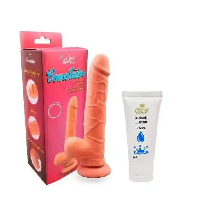 Dildo Realista Con Chupa Consolador + Lubricante Neutro A Base De Agua Osly Intimy 30 Ml