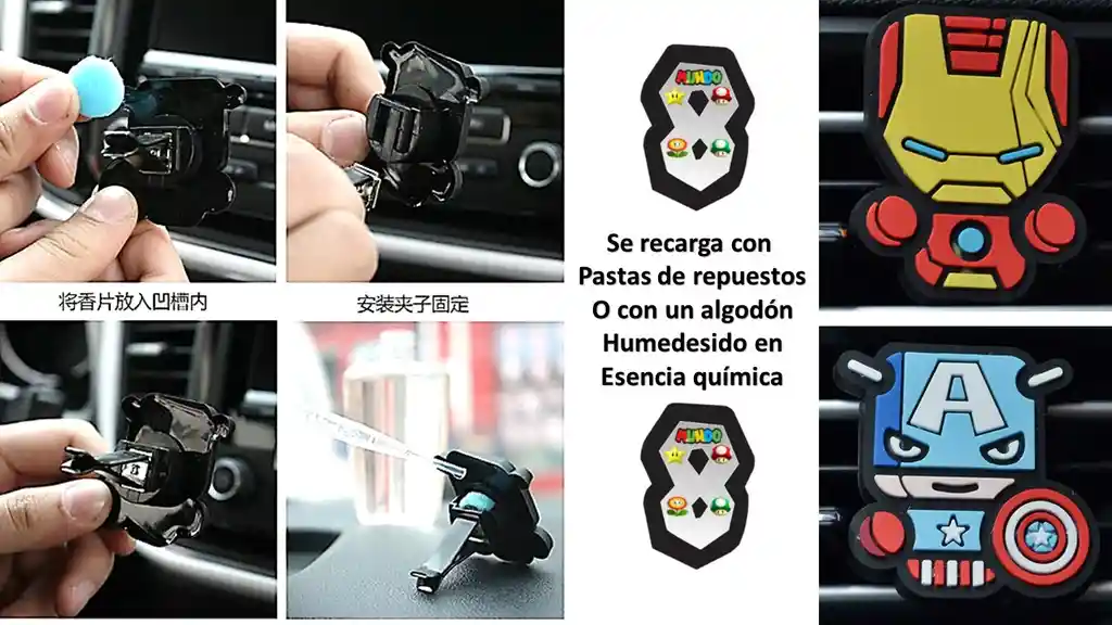 Ambientador Para Carro En Pvc Con Diseños Marvel
