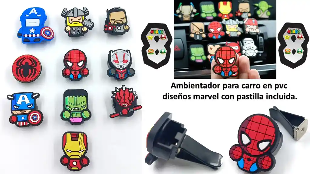 Ambientador Para Carro En Pvc Con Diseños Marvel