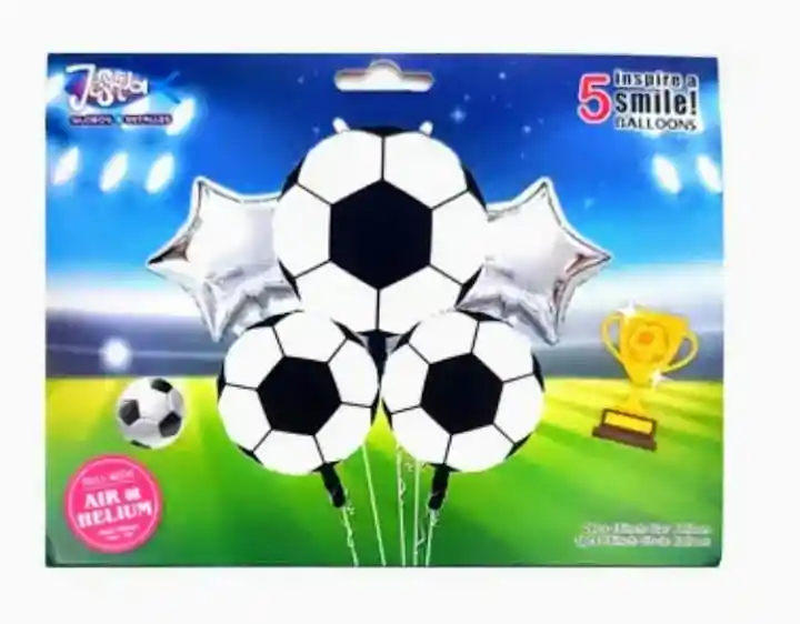 Bouquet X 5 Globos Metalizados Balones Futbol