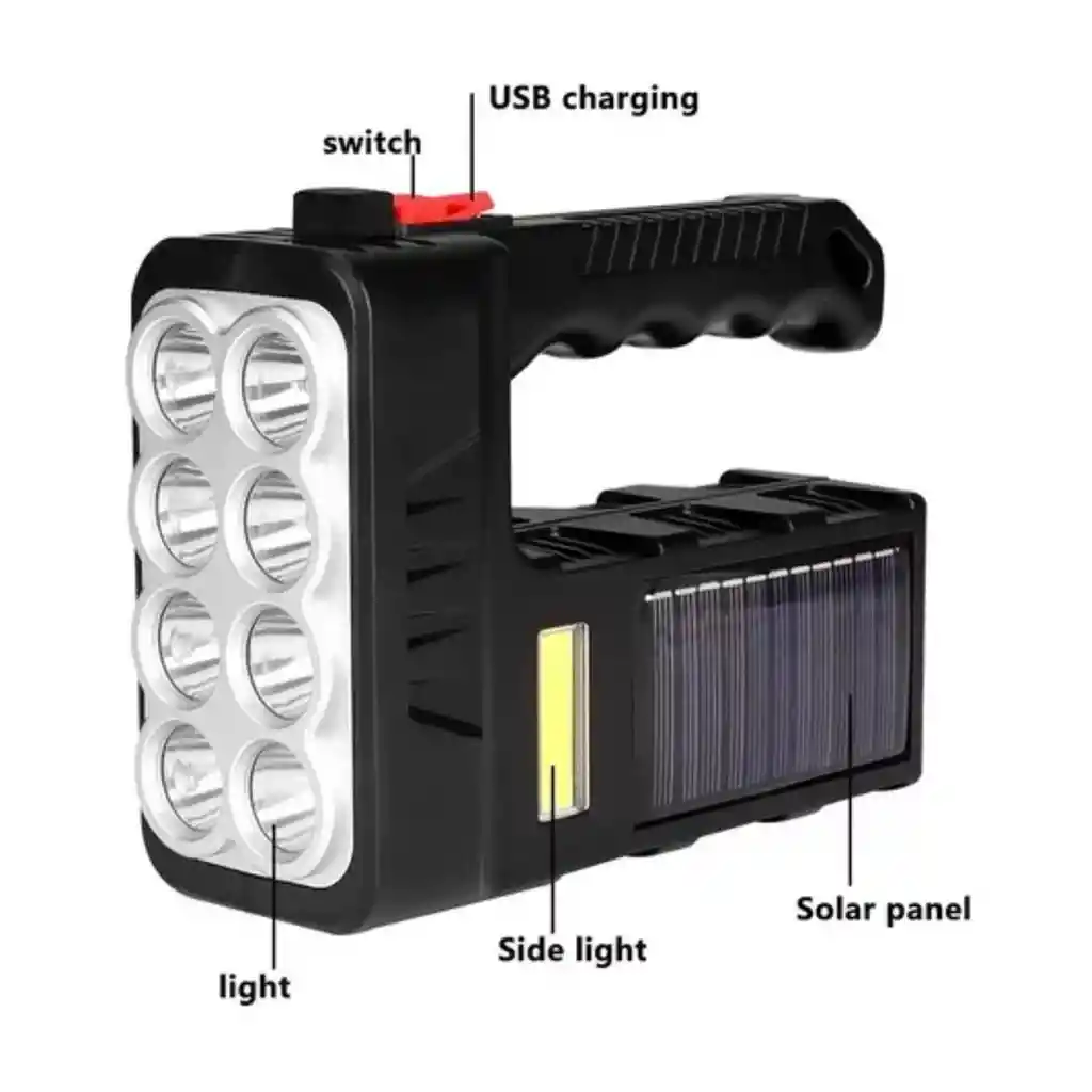 Linterna Led Solar Y Usb Recargable Multifuncional