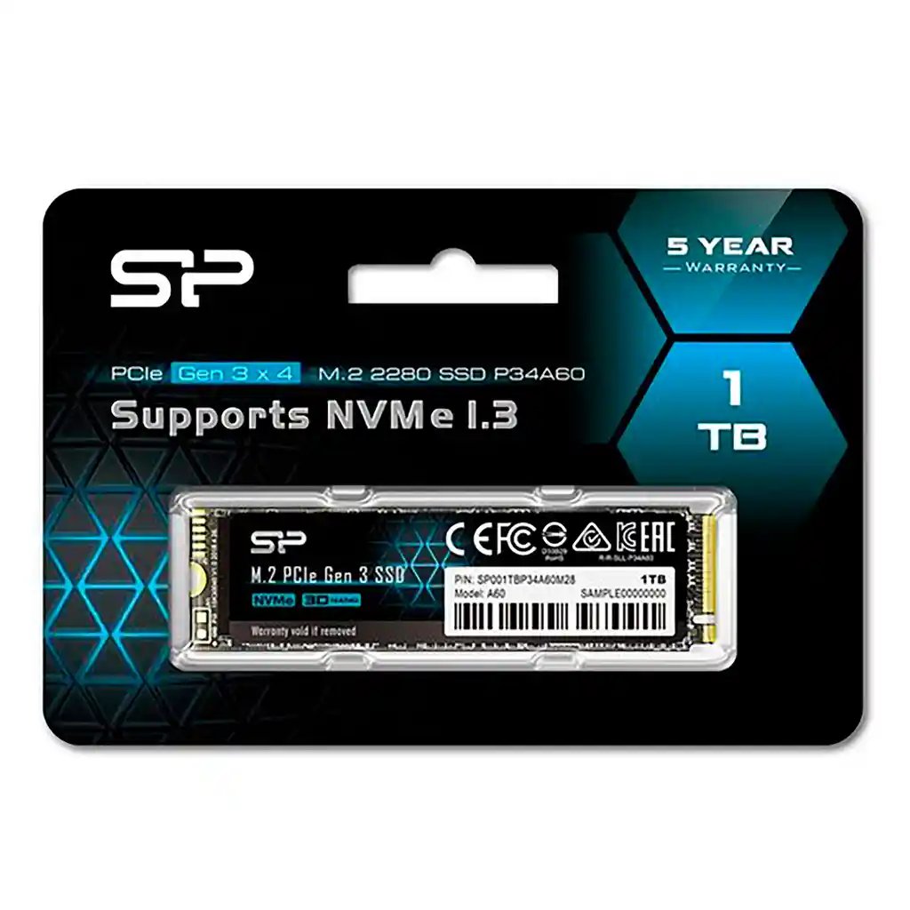 Disco Sólido 1tb Ssd M.2 Nmve 1.3 2280 Silicon Power P34a60