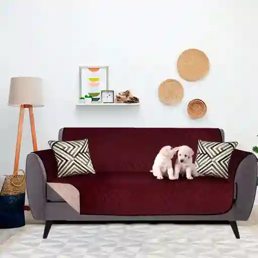 Protector De Sofa De Dos Puestos Doble Faz Vinotinto - Beige (120 X 180 Cm)