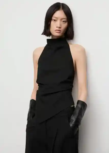 Top Emilia Negro Talla M Mujer Mango