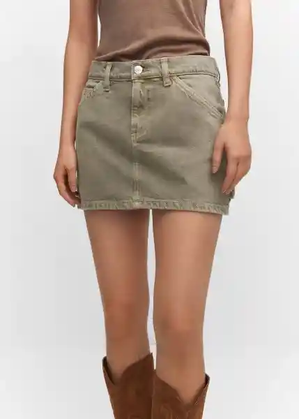 Falda Chino2 Khaki Talla L Mujer Mango