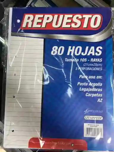 Paquete Hojas Para Folder Tamaño Carta Rayadas X80 Hojas Blancas Fabrifolder