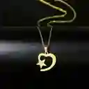 Juego De Aretes Y Collar En Acero Diseño Estrella Corazón