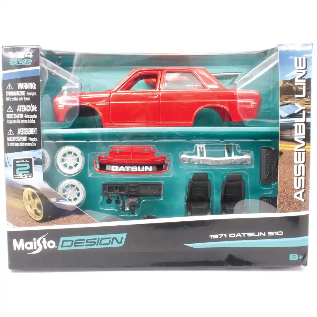 Carro A Escala 1/24 1971 Datsun 510 Rojo Para Armar