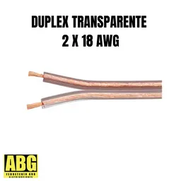 Cable Electrico Duplex 2 X 18 Awg X 1 Mt Transparente