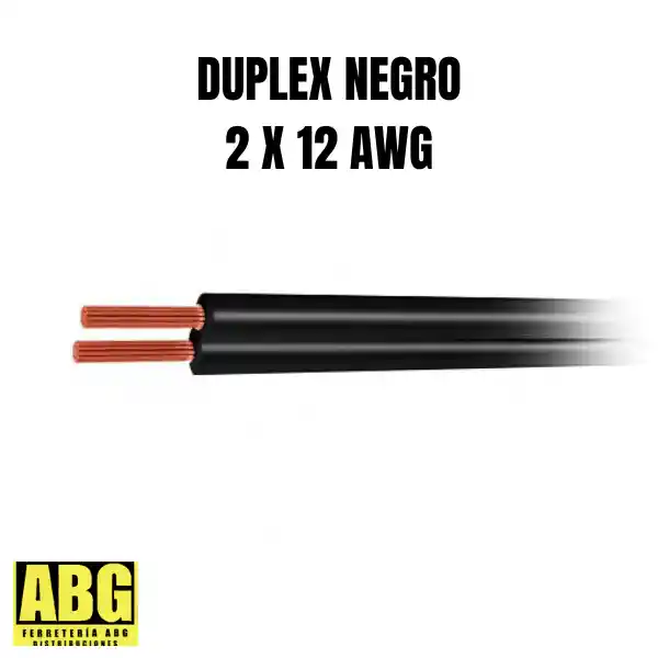 Cable Electrico Duplex 2 X 12 Awg X 1 Mt Negro