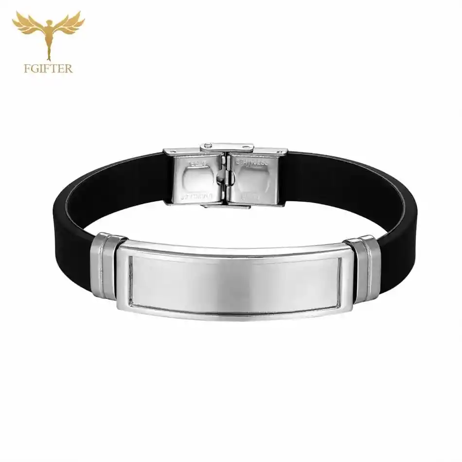 Pulsera Brazalete De Silicona Acero Caballero