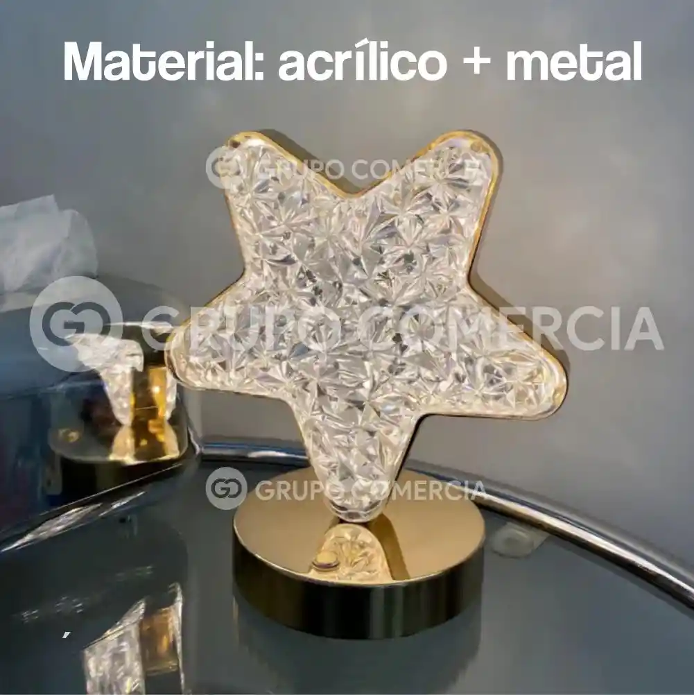 Lámpara Led De Mesa Diseño Estrella Táctil Recargable 3 Tono