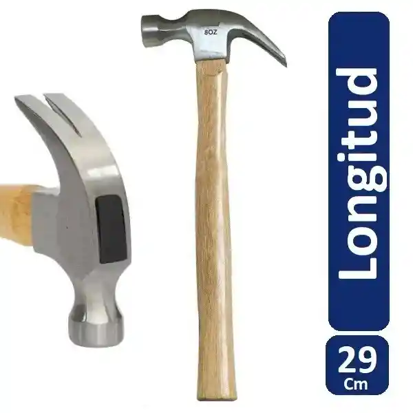 Martillo De Acero 8oz Pared Sacaclavos Porra Maso Madera Puntillas