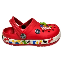 Suecos Zapatos Chancla Banda Diseño 3d Niños Dino Rojo