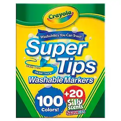 Crayola Super Tips 120 Marcadores Lavables 100+20 Silly Scent