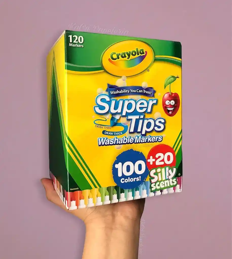 Crayola Super Tips 120 Marcadores Lavables 100+20 Silly Scent