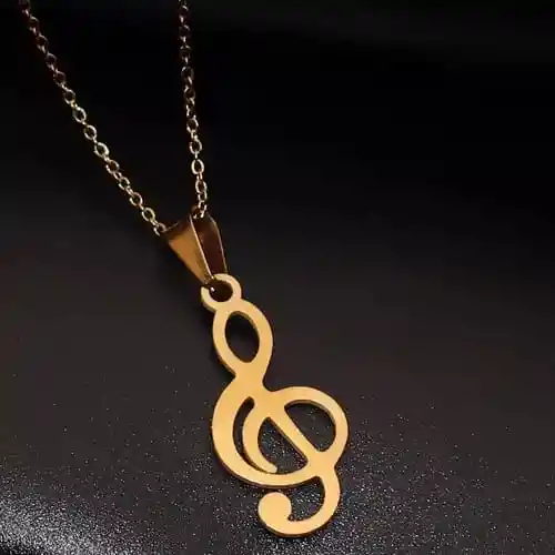 Juego De Aretes Y Collar En Acero Diseño Nota Musical