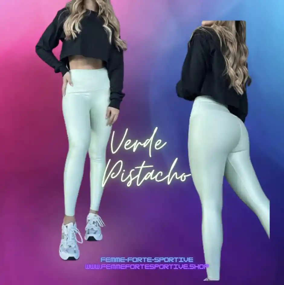 Leggings Metalizado Verde Pistacho -talla Única-