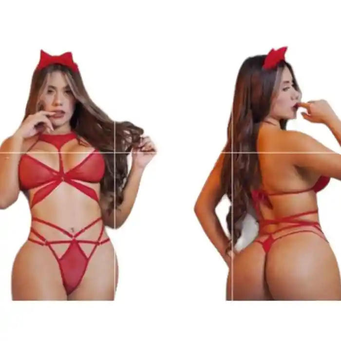 Disfraz De Diabla Picara Lencería Sexy Conjunto De Ropa Interior Lengerie