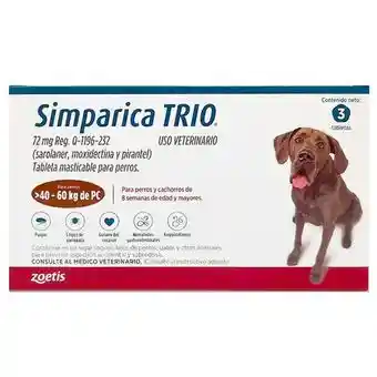 Simparica Trio Caja X 1 Tab. (40-60kg) Café