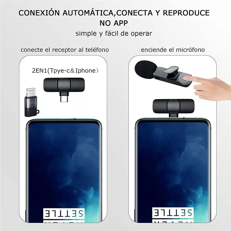  Microfono Inalambrico De Solapa Para Celular Tipo iPhone Y Android Tipo C 