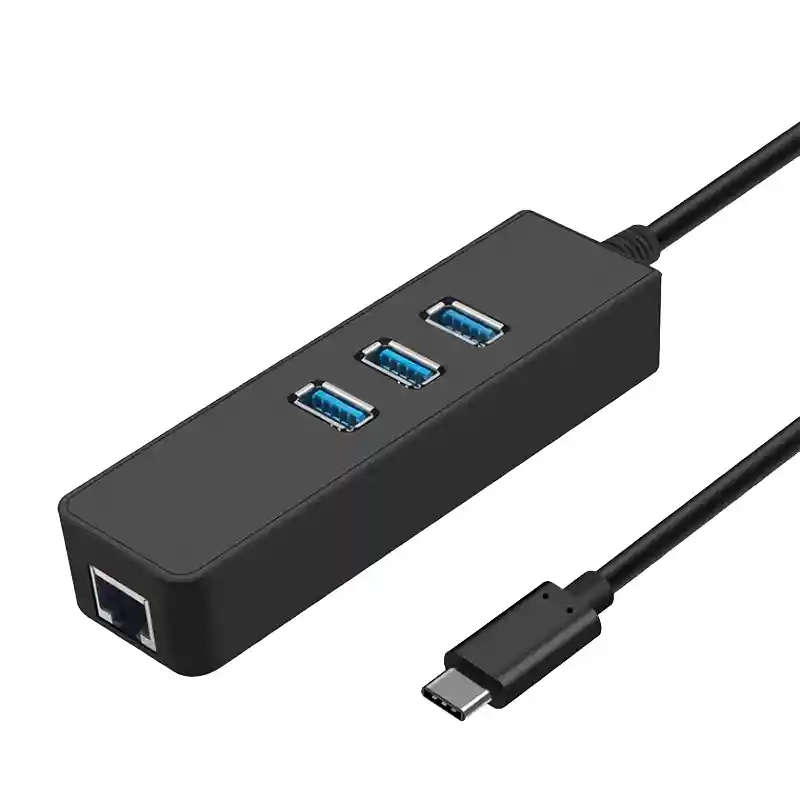 Convertidor Tipo C Ethernet Red Rj45 10/100/1000 Mbps +hub 3 Puertos Usb 3.0
