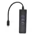 Convertidor Tipo C Ethernet Red Rj45 10/100/1000 Mbps +hub 3 Puertos Usb 3.0