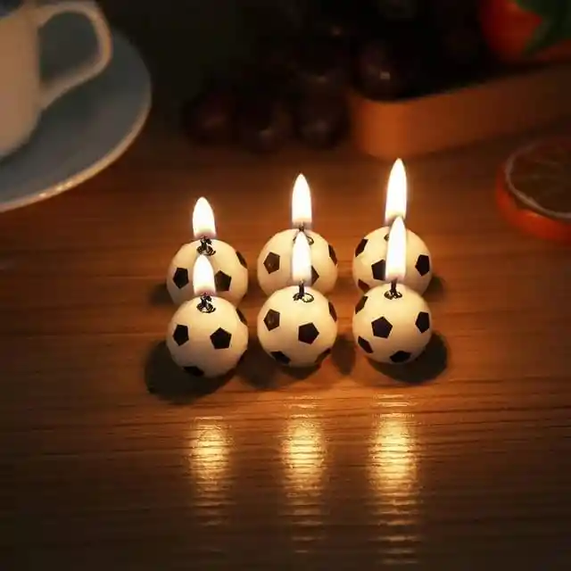 Velas De Balón De Fútbol X6 Unidades Para Fiesta De Cumpleaños