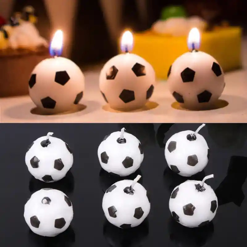 Velas De Balón De Fútbol X6 Unidades Para Fiesta De Cumpleaños