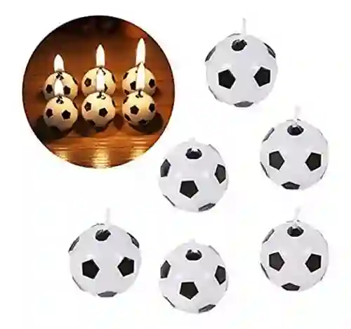 Velas De Balón De Fútbol X6 Unidades Para Fiesta De Cumpleaños