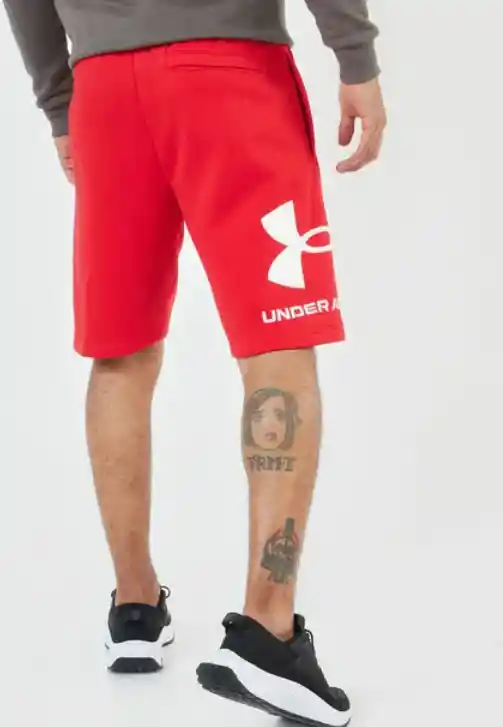 Under Armour Talla M Pantaloneta Algodon Rojo Blanco Rival Fleece Big Logo