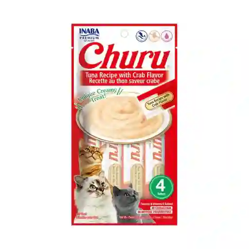 Inaba Cat Snack Churu 4 Piezas - Tuna Recipe With Clam Flavor - Receta De Atun Y Sabor Almeja 56 Gr