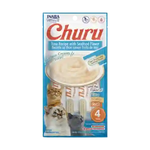 Inaba Cat Snack Churu 4 Piezas Atun Receta De Mar 56 Gr (atun - Vieira - Cangrejo)