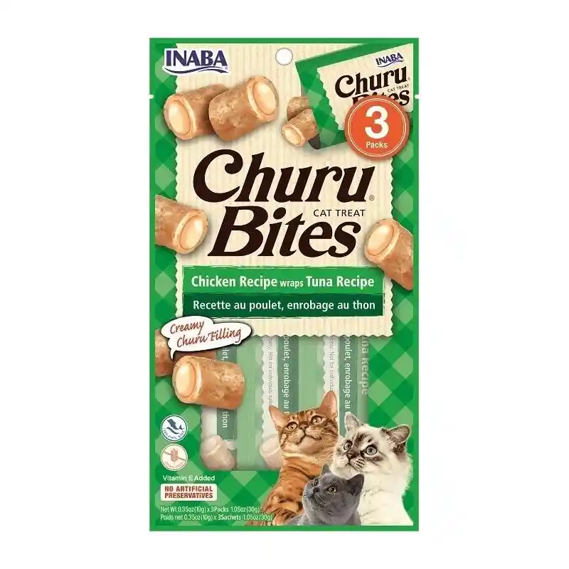 Inaba Cat Snack Churu Bites Pollo Wraps 3 Piezas - Atun 30 Gr