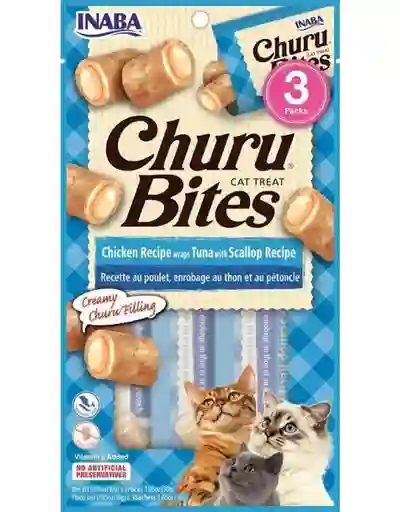 Inaba Cat Snack Churu Bites Pollo Wraps 3 Piezas - Atun Con Vieira 30 Gr