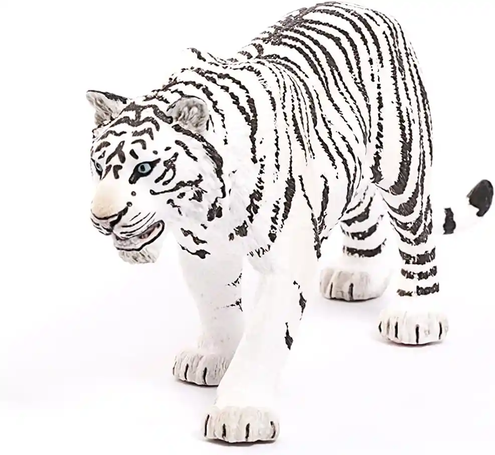 Figura De Animales Tigre Blanco Colección Pintado A Mano