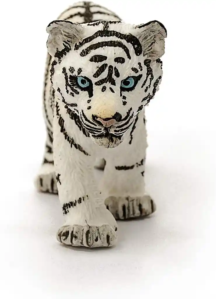 Figura De Animales Cachorro Tigre Blanco Pintado A Mano