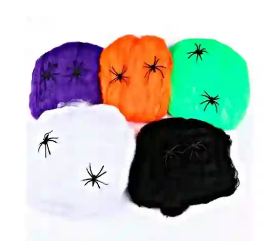 Telaraña Grande Algodon Colores Decoración Halloween +arañas