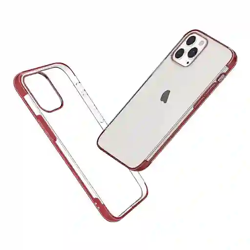 Estuche / Forro Para Iphone 12 Pro Max 6.7 Pulgadas Transparente / Rojo