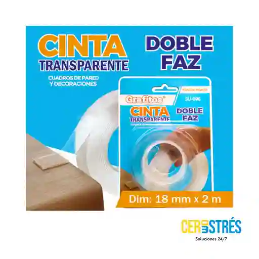 Cinta Doble Faz Transparente 8 Mts Grafitos