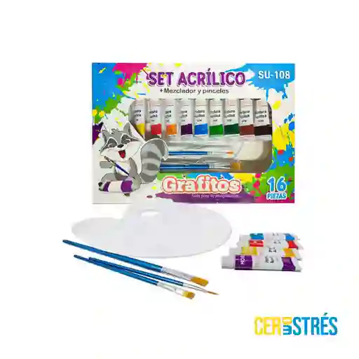 Set Pintura Acrílica Grafitos X 16