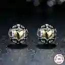 Aretes Topos Corazón Dorado Mujer Fabricados En Plata 925