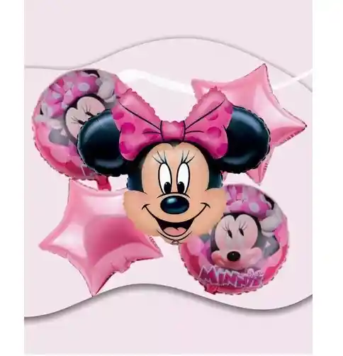 Bouquet X 5 Globos Metalizados Minnie Mouse