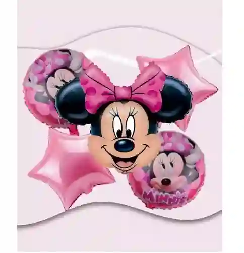 Bouquet X 5 Globos Metalizados Minnie Mouse