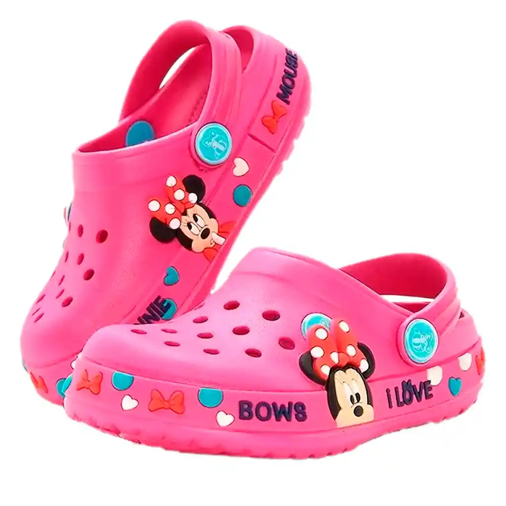 Suecos Zapatos Chancla Minnie Mouse Disney Niñas Rosa