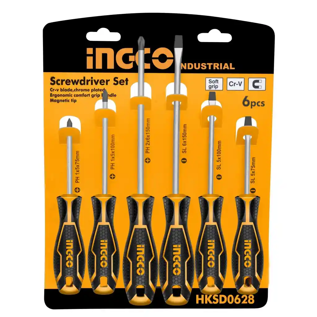 Juego De Destornilladores Marca Ingco De 6 Pcs, Hksd0628