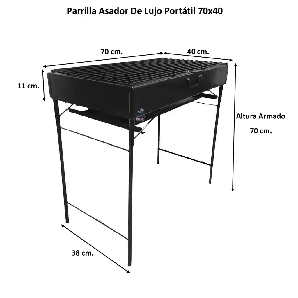 Parrilla Asador De Lujo A Carbon 70x40cm Portatil/desarmable